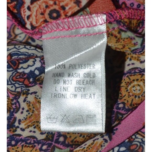 Ee:some Mixed Print Floral Boho Balloon Sleeve Button Front Blouse Size M - Picture 10 of 11